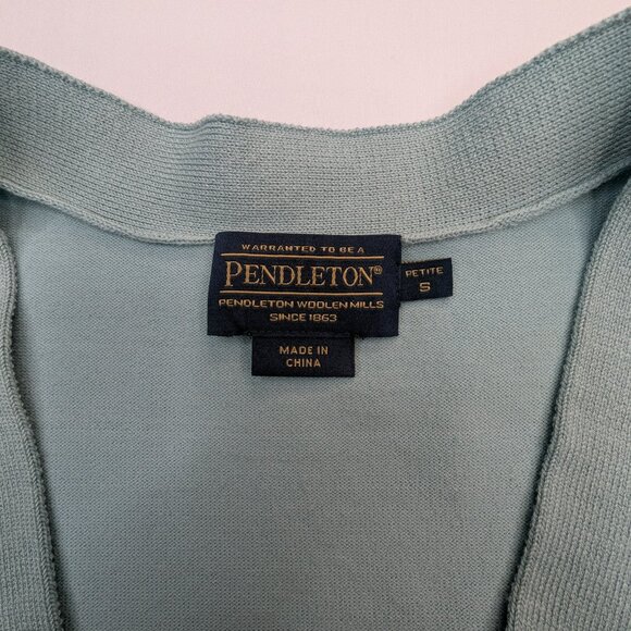 RARE Pendleton Twin Set Mock Neck Sleeveless Shell & Cardigan Sweater Teal Xs - Picture 14 of 16